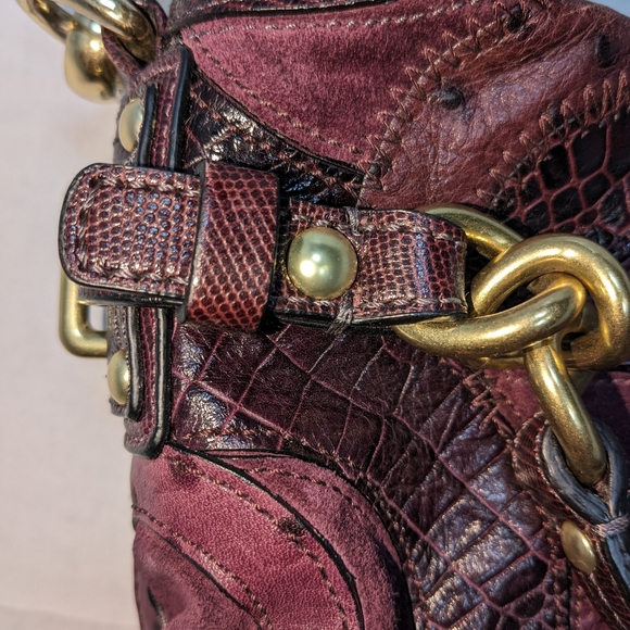 Coach Inlaid C Brooke plum purple leather/suede shoulder/ handbag Y2K hobo - Picture 2 of 10